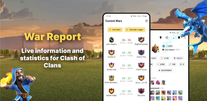 Background War Report for Clash of Clans 